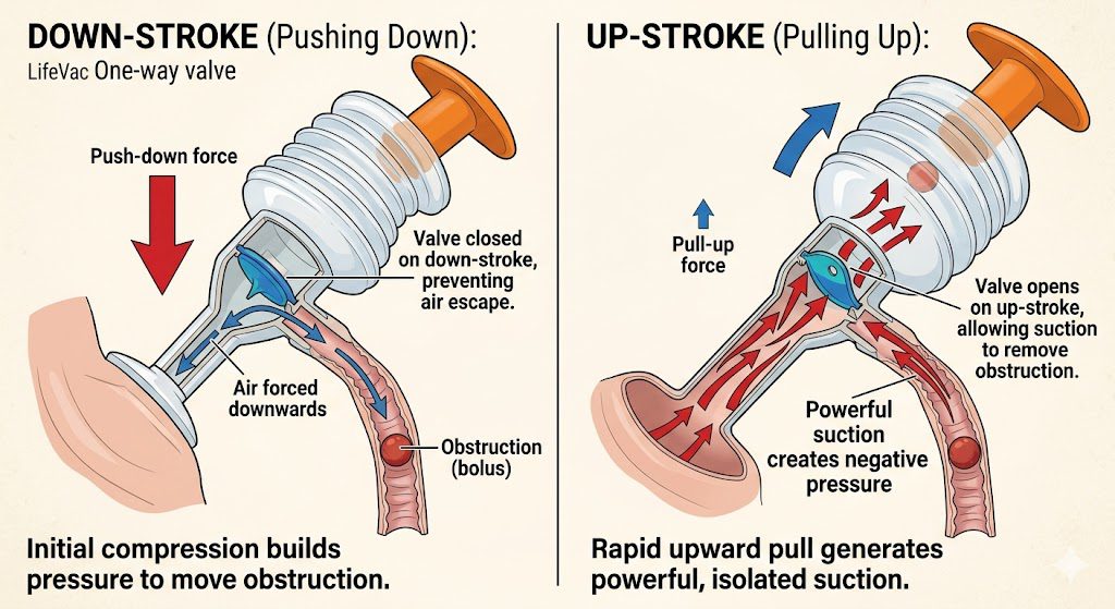 Lifevac Vs Dechoker: Which Anti-Choking Device Could Actually Save Your Family? (2026 Review) 7 How the LifeVac one-way valve creates suction without pushing food deeper into the airway.