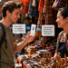 Person using Poliglu translator at foreign market