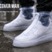 ShoesCover Max transparent waterproof shoe cover worn on sneaker in rain