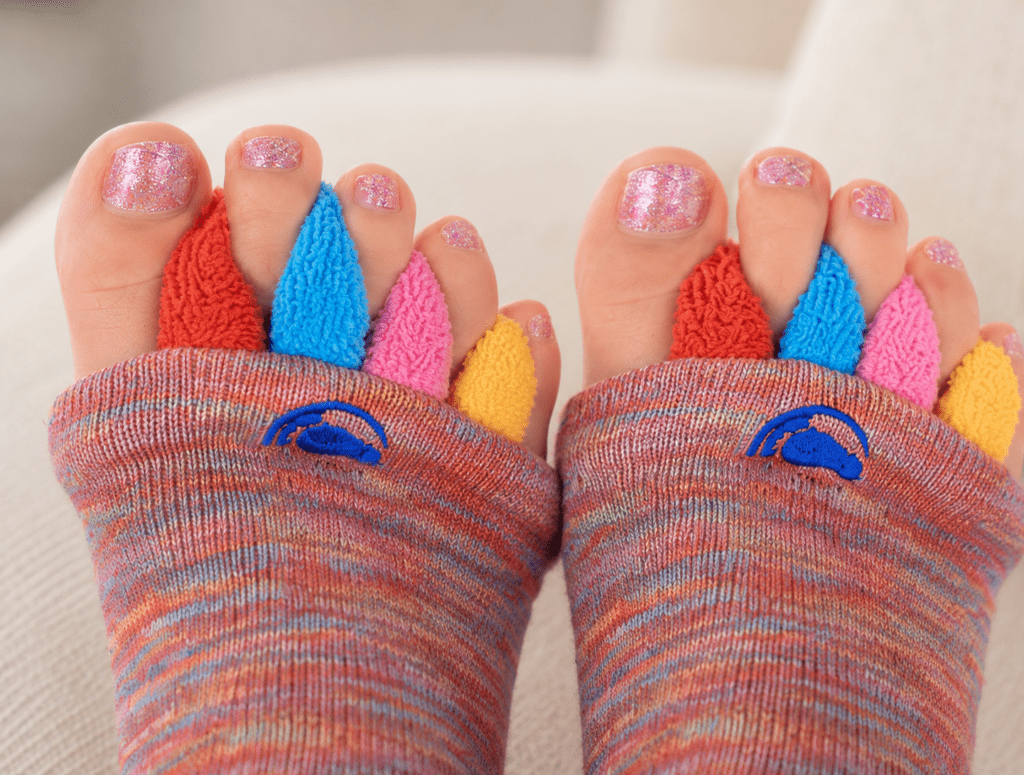 My Happy Feet Socks Review (2026): Do They Actually Relieve Foot Pain? 8 close-up of the toe separators in place