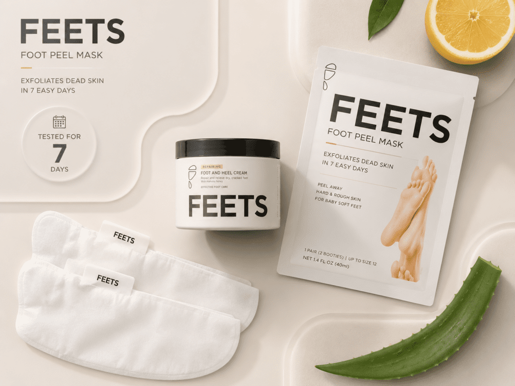 Foot Peel Mask by FEETS Review: What No One Tells You First 1 Foot Peel Mask by FEETS plant-based foot exfoliation treatment booties