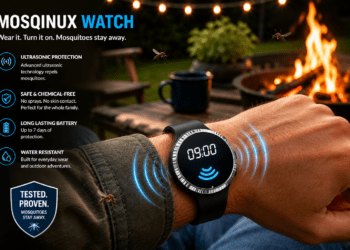 Mosqinux Watch being tested outdoors for mosquito repelling