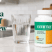 Emma Relief daily digestive supplement bottle on a kitchen counter.