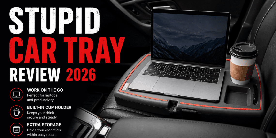 Stupid Car Tray Review: The Ultimate Mobile Office Setup? 5 Stupid Car Tray sitting level on a passenger seat holding a laptop.