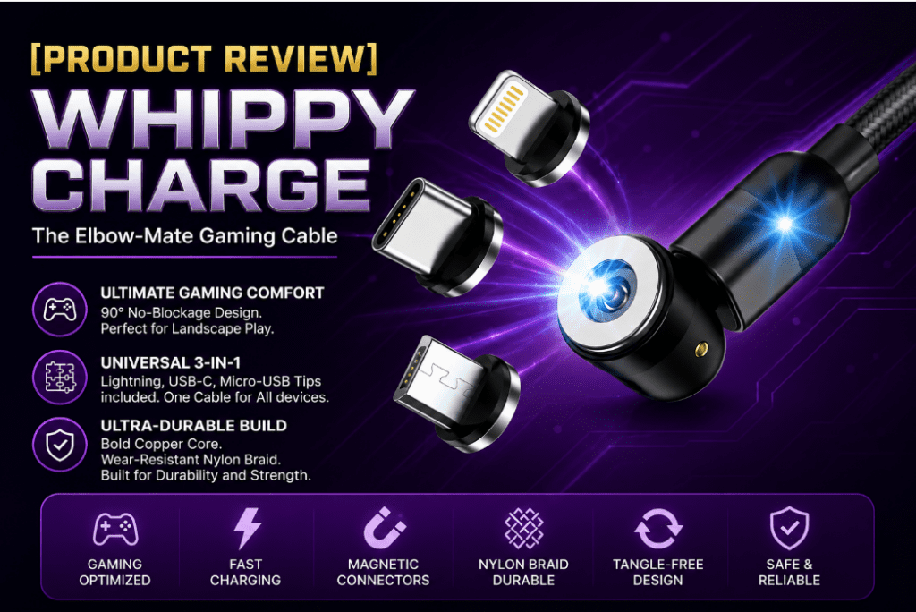 Whippy Charge Review (2026): A Magnetic Cable, Rated Against a Reliable One 4 Whippy Charge cable review showing the liquid silicone design next to a smartphone.