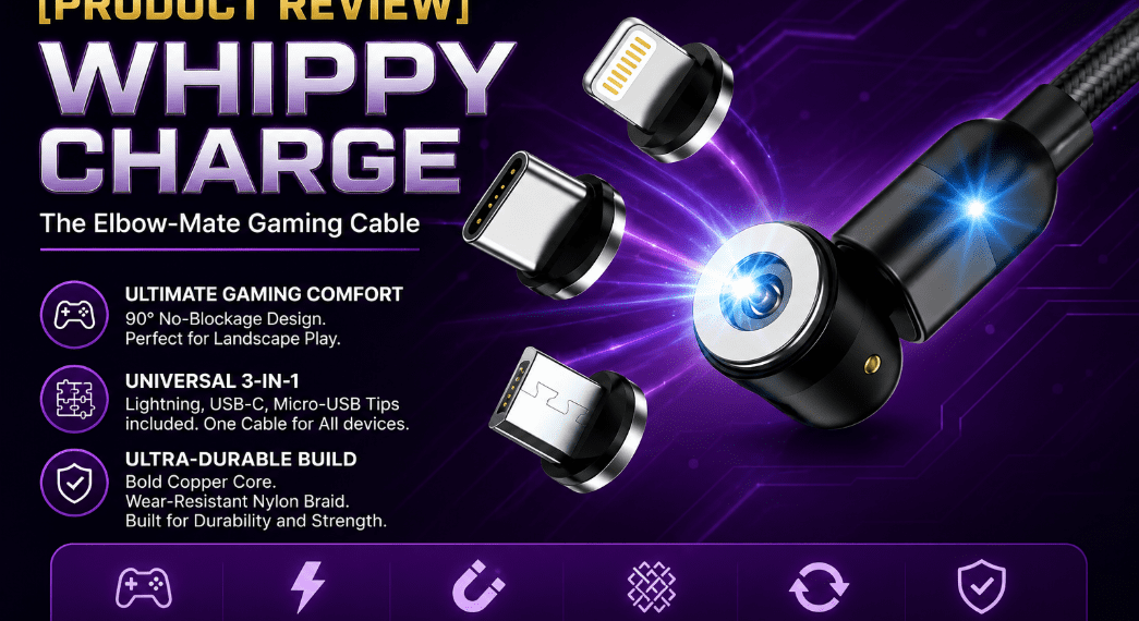 Whippy Charge Review (2026): A Magnetic Cable, Rated Against A Reliable One 5 Whippy Charge cable review showing the liquid silicone design next to a smartphone.
