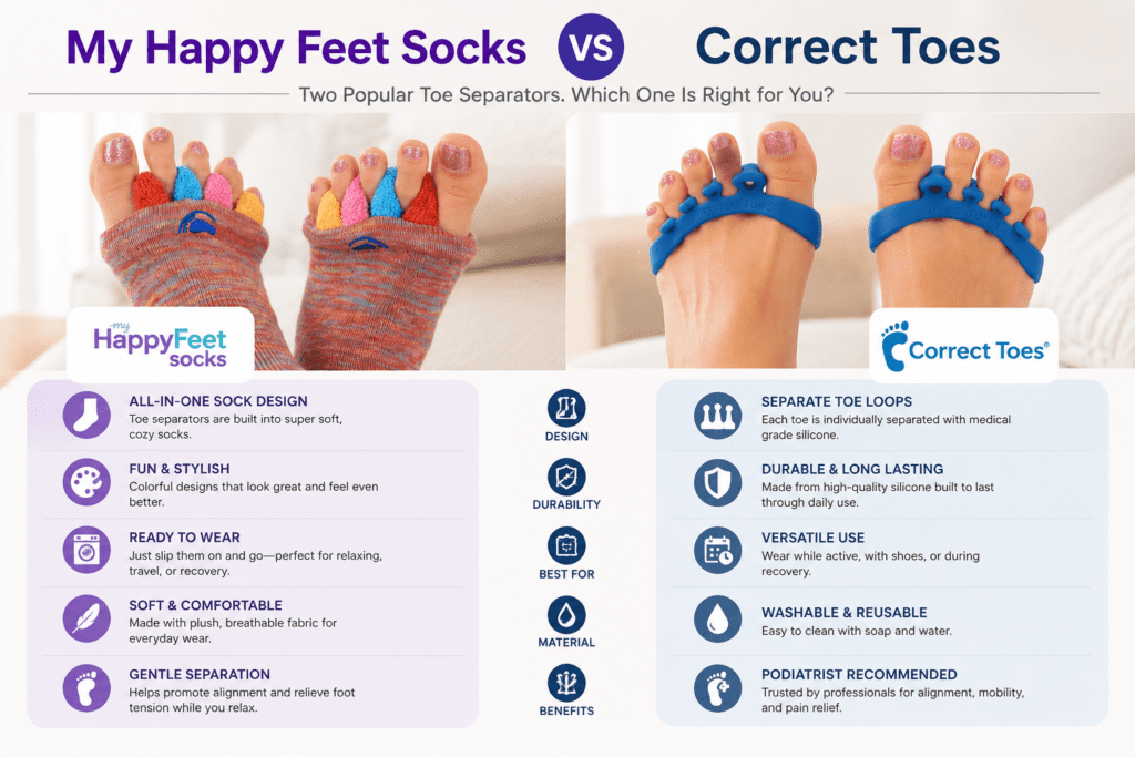 My Happy Feet Socks vs Correct Toes