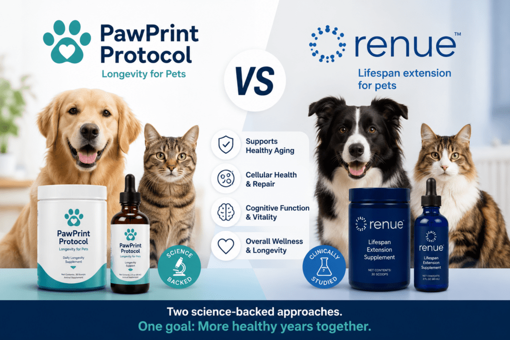 PawPrint Protocol vs Renue By Science (2026): Liquid vs Chews, and the NMN Dose That Actually Matters 1 PawPrint Protocol vs Renue