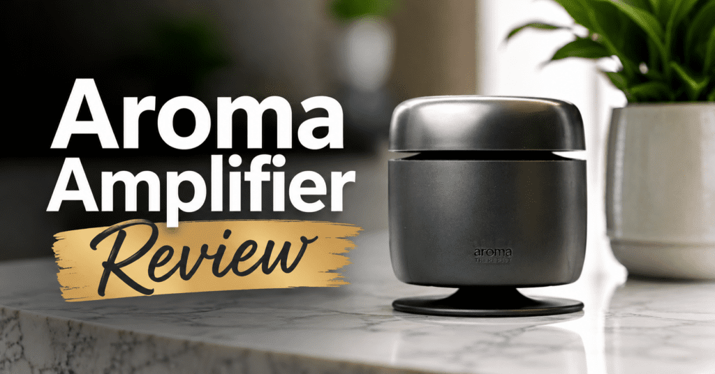 Aroma Amplifier Review: Is This Waterless Diffuser Worth the Hype? (2026 Test) 3 Aroma Amplifier waterless diffuser review unit on a kitchen counter.