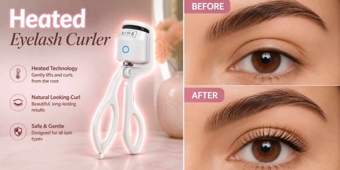 Bime Beauty Heated Eyelash Curler Review: Scam Or Your New Holy Grail? 5 Bime Beauty heated eyelash curler side-by-side before and after results on straight eyelashes.