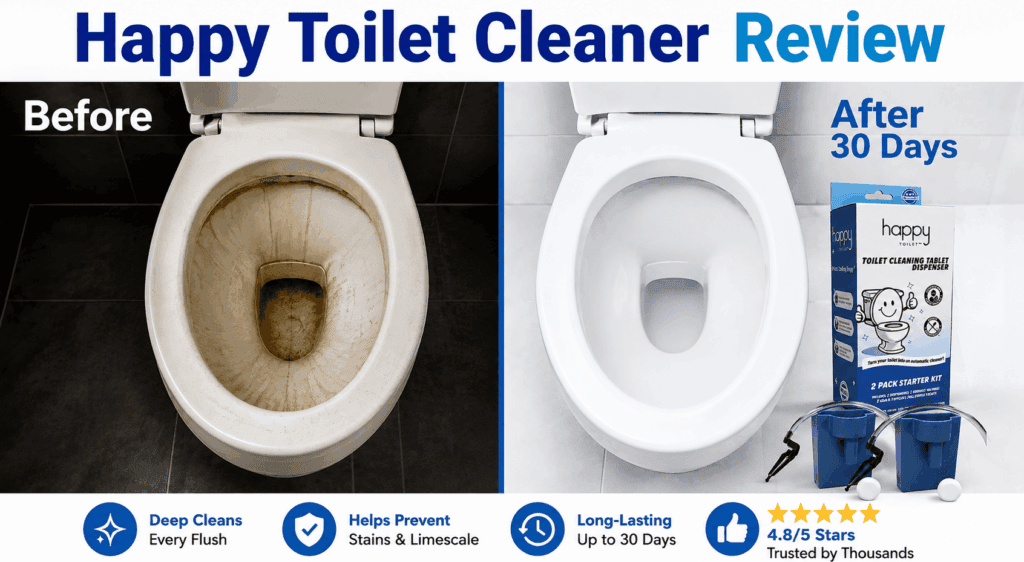 Before and after results of using the Happy Toilet Cleaner for 30 days.