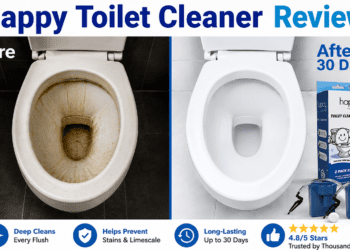 Before and after results of using the Happy Toilet Cleaner for 30 days.