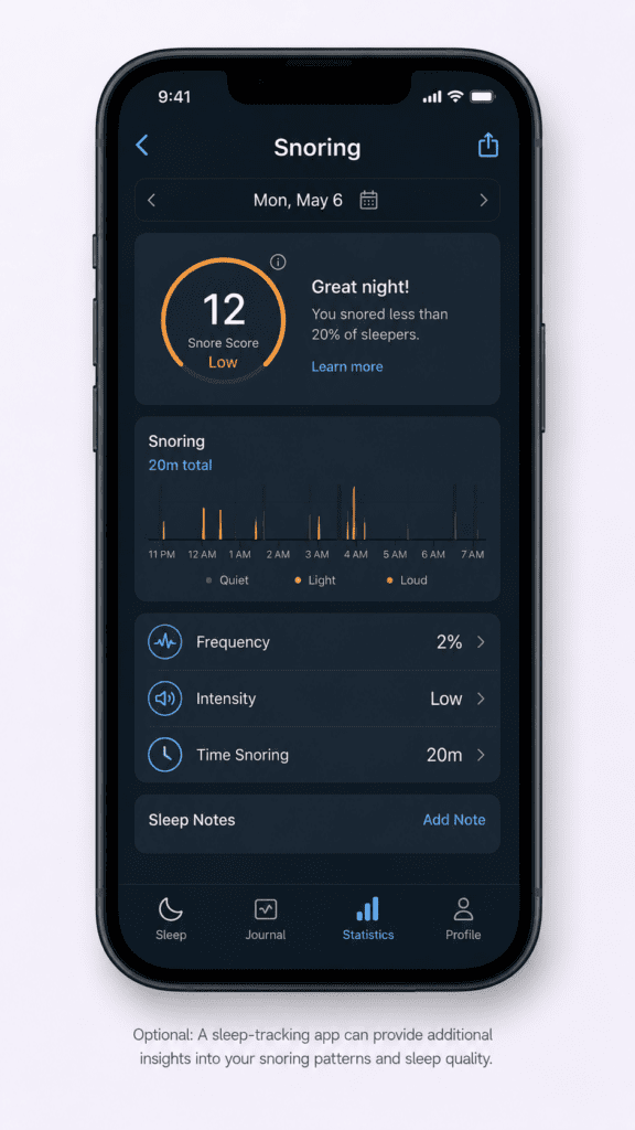 optional, a sleep-tracking app screenshot if used