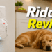 Riddex plug-in pest repeller operating safely in a kitchen with a pet dog nearby.