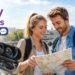 Traveler using Talky AI Buds for real-time translation abroad