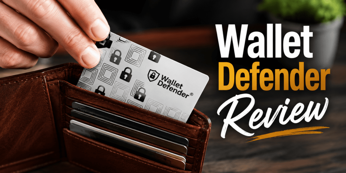 Wallet Defender Review 2026: Does It Really Stop Hackers? 5 Wallet Defender RFID blocking card being placed into a leather wallet