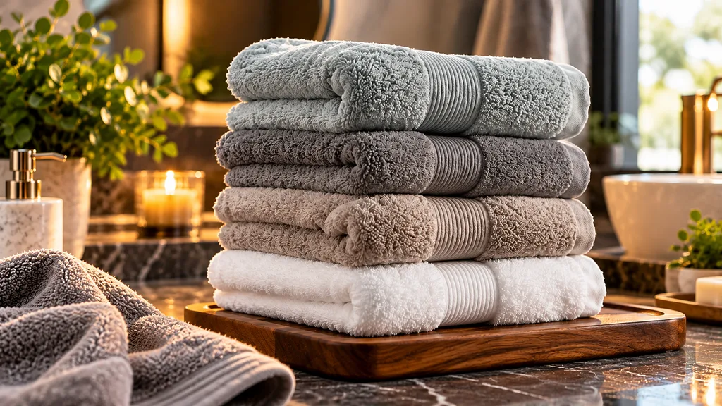 Miracle Towels Review: Worth $45, Or Get Them Free? 6 Stack of Miracle Made bath towels in Stone Grey